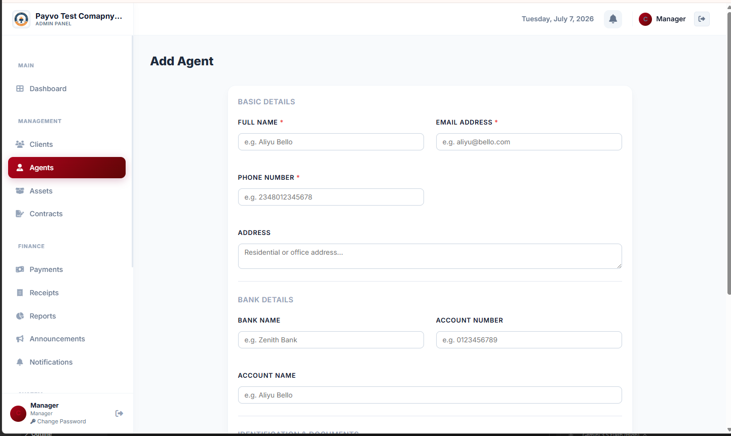 Agent: Add agent page