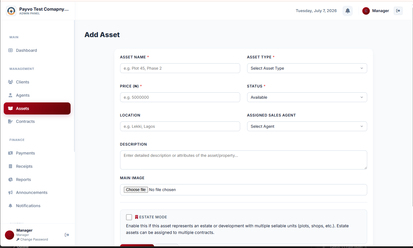 register and manage assets