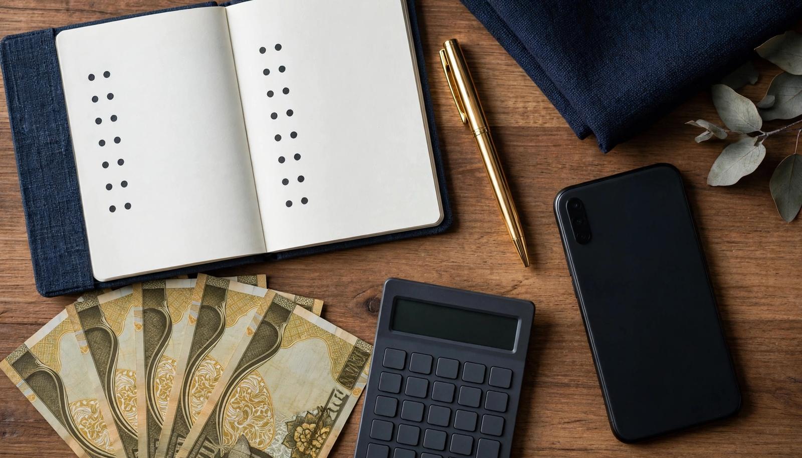 Business owner looking at a tablet displaying financial