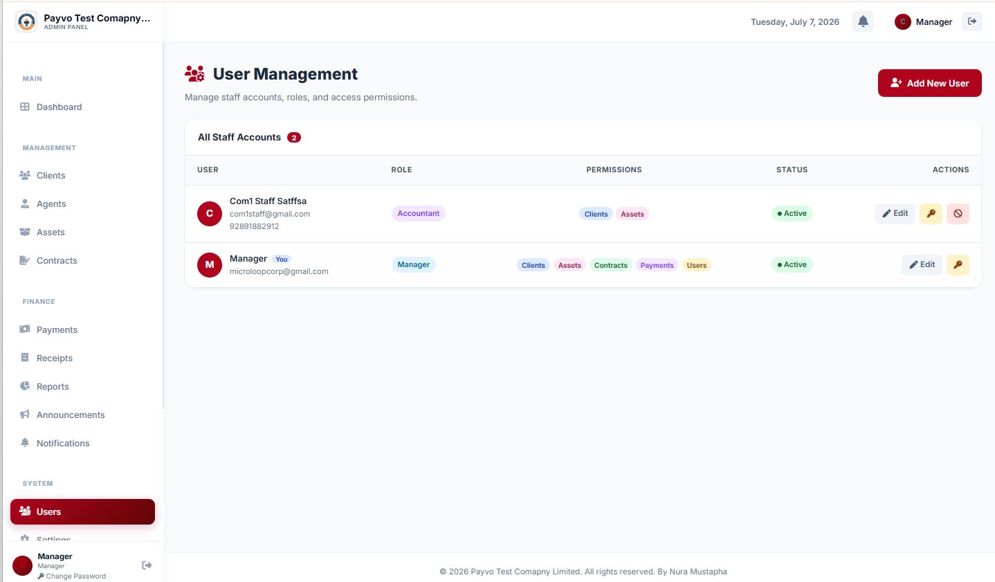 Admin: User Management Page